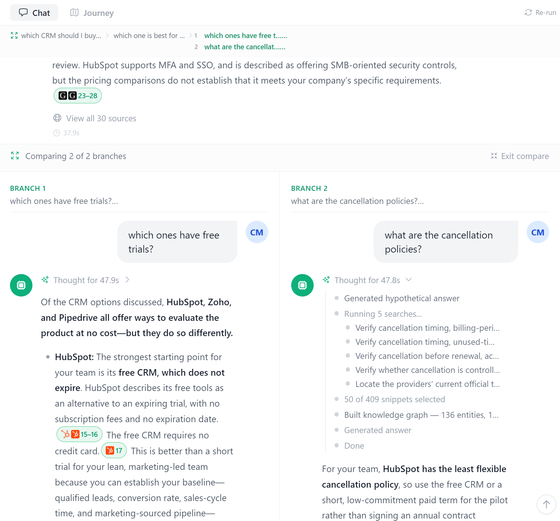 QueryBurst Answer Engine Conversation Branches