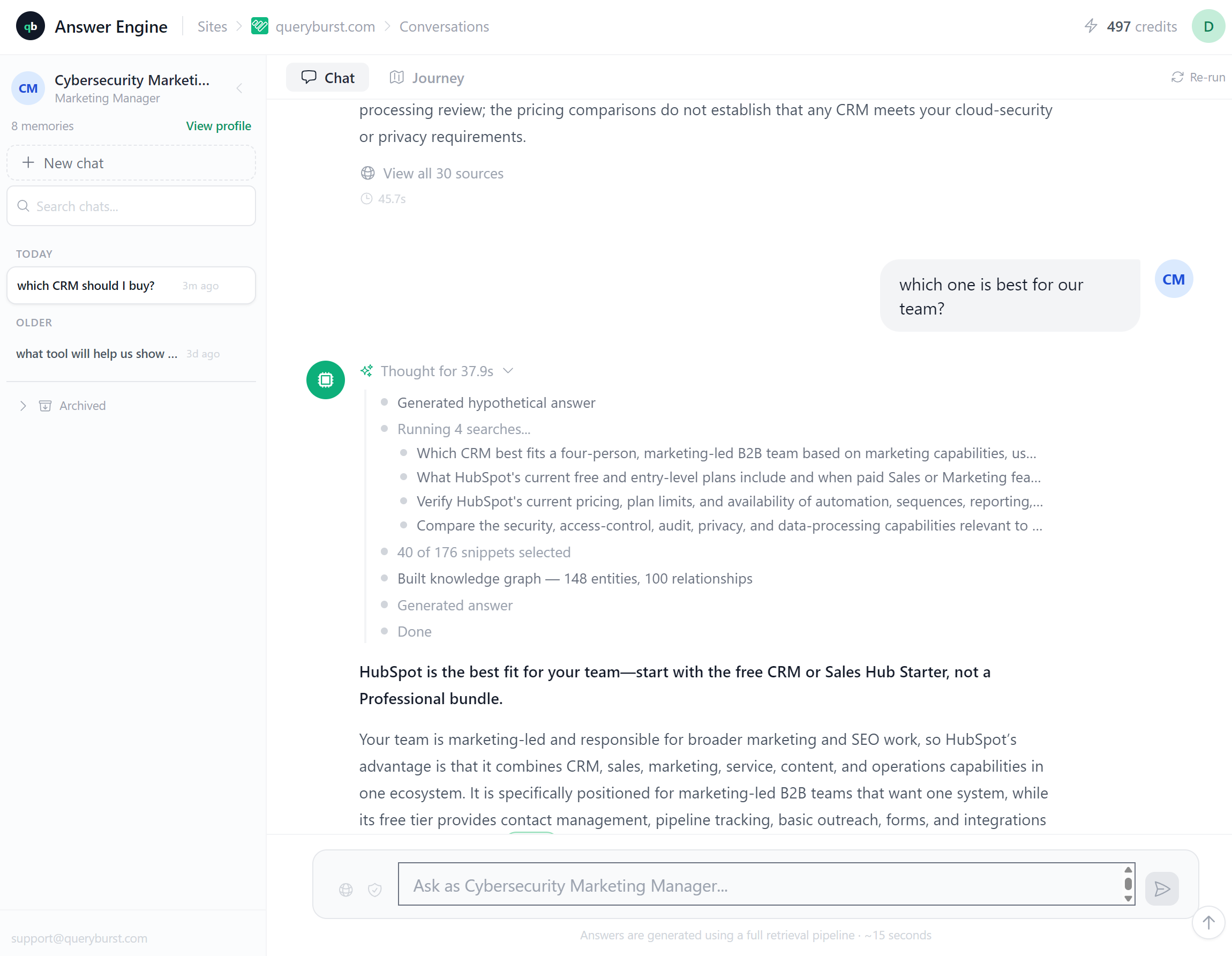 QueryBurst Answer Engine Conversation Context