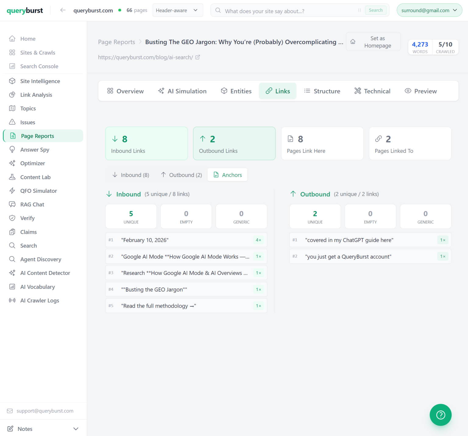 QueryBurst Page Link Analysis