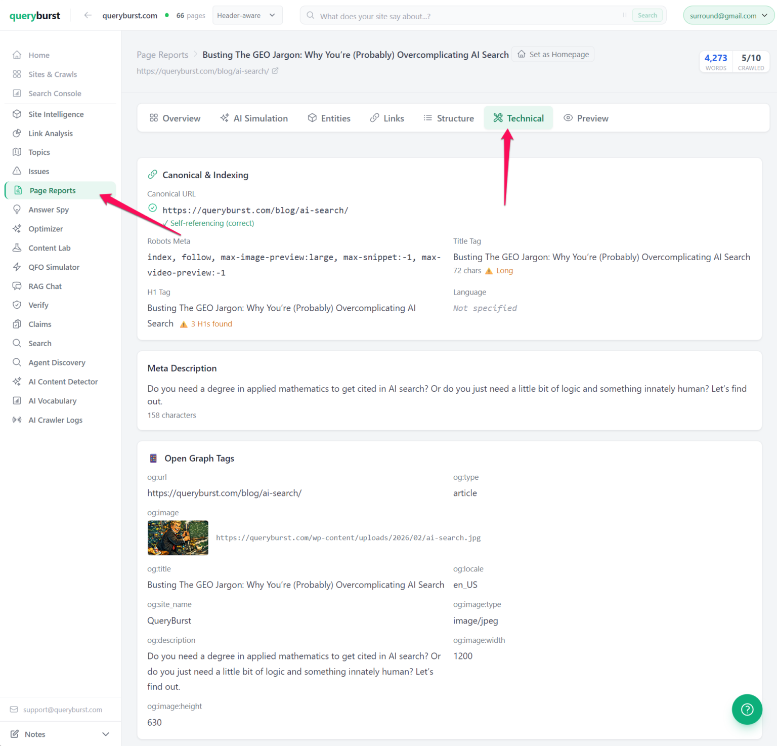 QueryBurst Technical SEO report