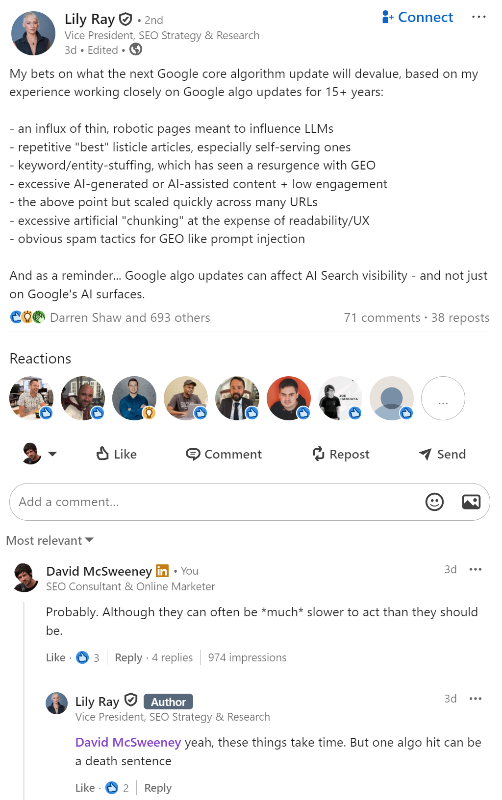 Lily Ray on Linkedin