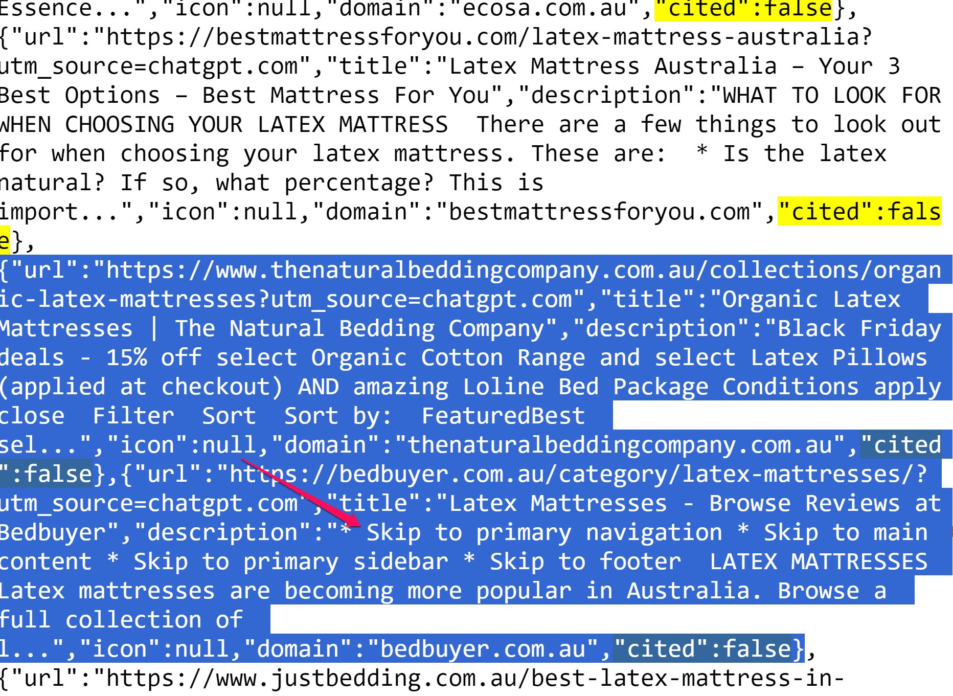 junk in description field
