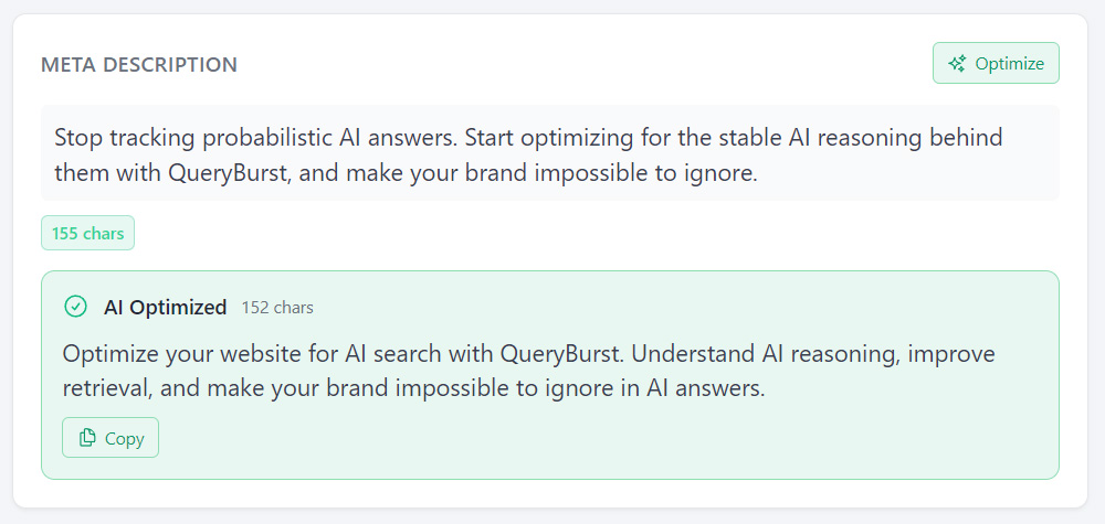 QueryBurst meta description optimizer