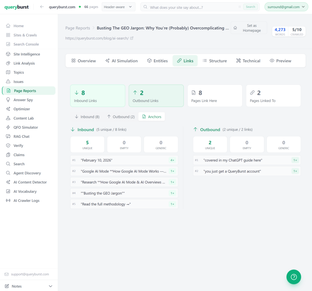 QueryBurst Page Link Analysis