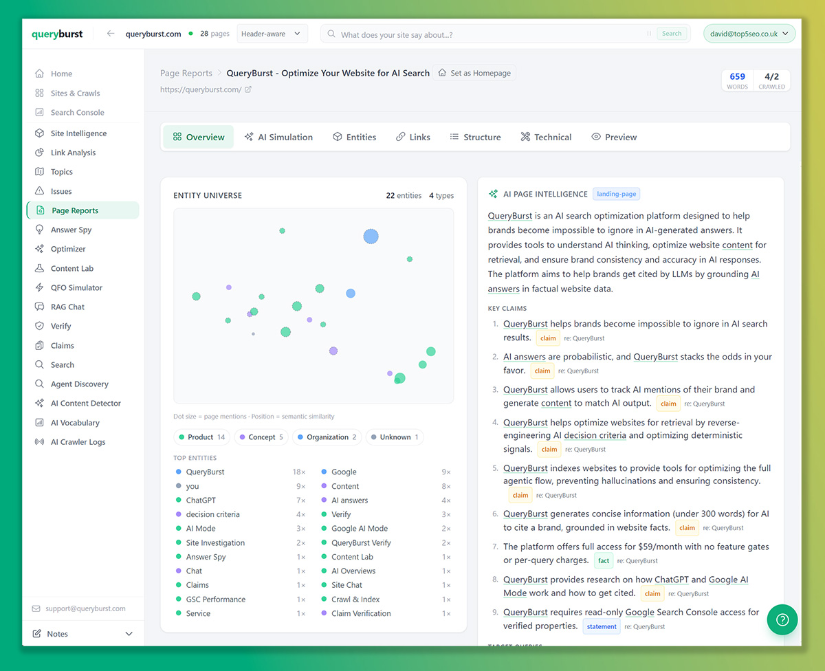 QueryBurst Page Overview